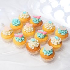 Photo2: Mini Girly Cupcake Box (Blue | 12)  (2)