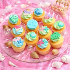 Photo1: Mermaid cupcake box (Light Bluer&Green|12pcs) (1)